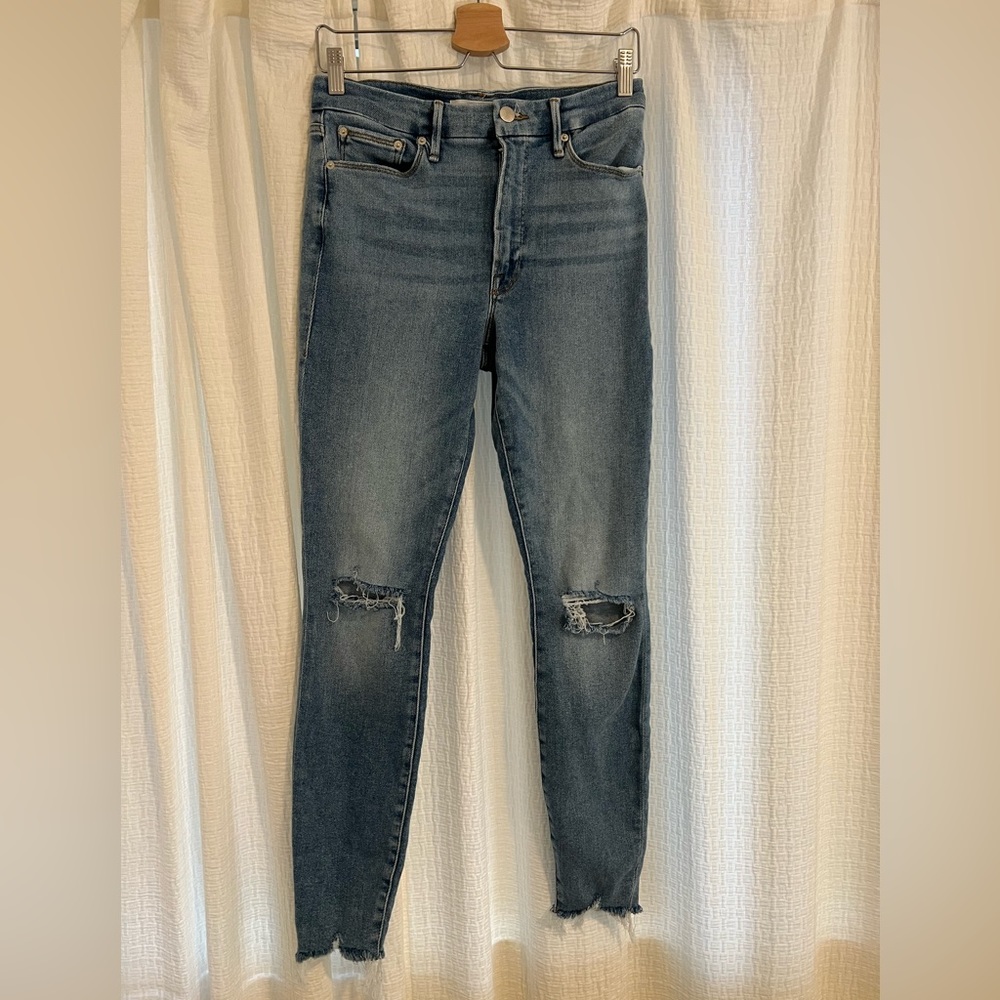 Good American x Zara Distressed Skinny Jeans Light Wash Size 6